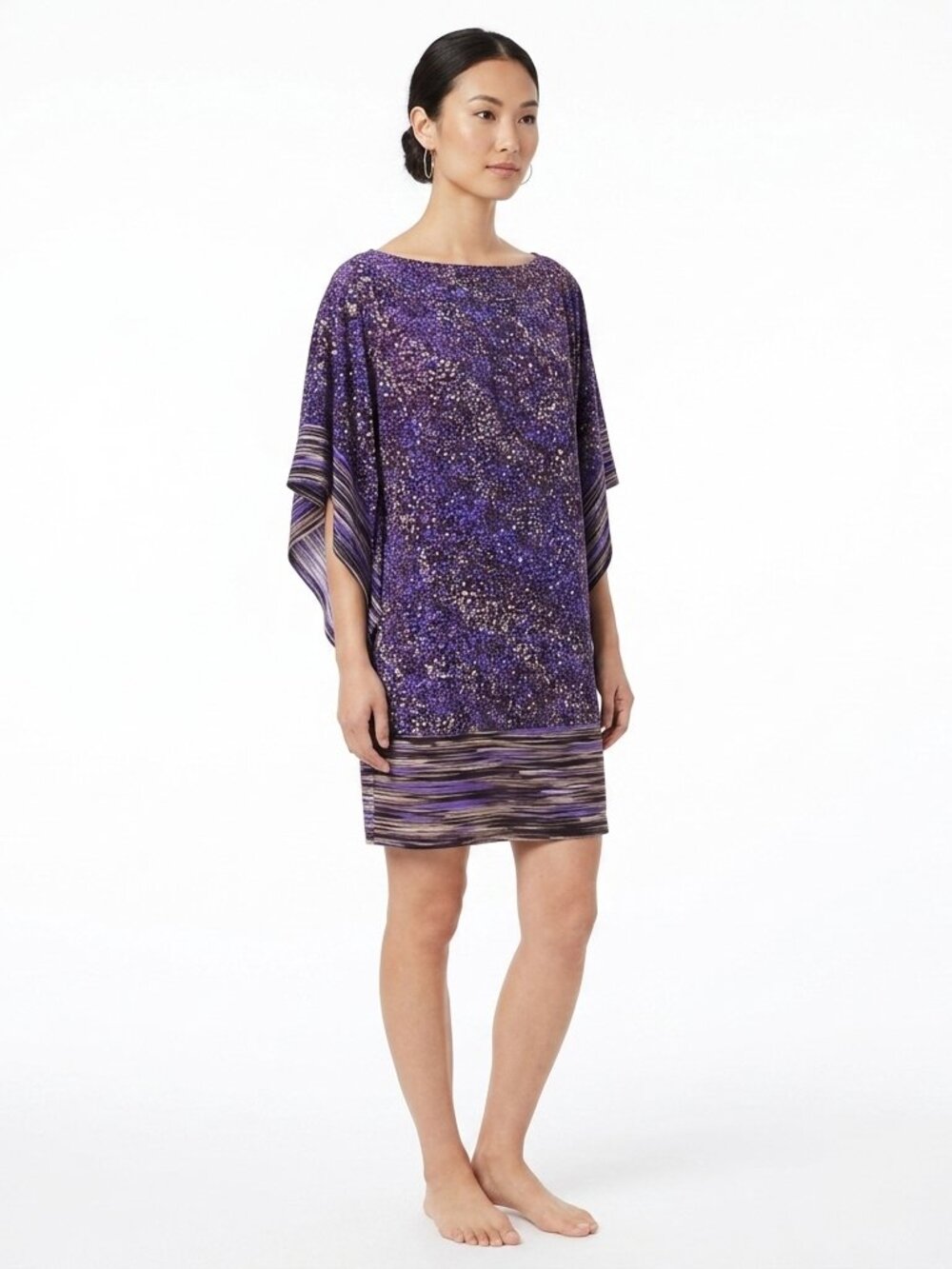 BCBG Wide Sleeve Stretch Print Relaxed Fit Mini Dress- Sz. XXS